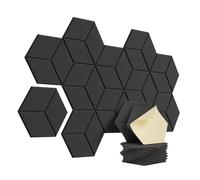 Paneles acústicos para paredes 12 Pack Hexagon Self-adhesive Acoustic Panels Y- Lined Design Sound Proof Foam Home Studio Wall Stickers(Black)