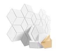Paneles acústicos para paredes 12 Pack Hexagonal Self-adhesive Acoustic Panels Sound Proof Foam Y-Lined Design to Absorb Noise Eliminate Echoes(Y-Cut Hexagon White)