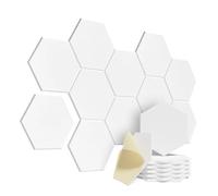 Paneles Acústicos para Paredes 12 Pack Hexagonal Self-adhesive Acoustic Panels Sound Proof Foam Y-Lined Design to Absorb Noise Eliminate Echoes(Basic Hexagon White)