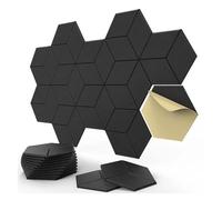 Paneles AcúSticos Para Paredes 12Pack Self-adhesive Acoustic Panel Y-Lined Sound Proof Wall Panels for Home Offices Studio 30x26x0.9cm(Black)