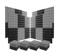 Paneles acústicos para paredes 24Pcs Acoustic Foam Panels Studio Soundproof Sponge 12" X12"X2" Noise Absorption Treatment Pad Ceiling Wall Sticker(Black Grey)