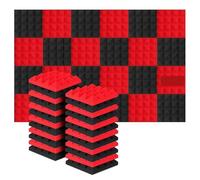 Paneles acústicos para paredes 24Pcs Studio Acoustic Soundproof Foam Noise Insulation Sound Absorption Treatment Panels 25x25x5cm(12Black12Red)