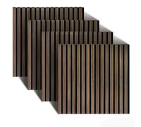 Paneles acústicos Relaxdays, Set 4, 60×60 cm, absorción Sonora y Revestimiento de Pared, Chapa Roble, marrón Oscuro