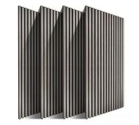 Paneles acústicos Relaxdays, Set de 4, 120 x 60 cm, Aislamiento y Revestimiento Mural, Chapado de Roble, Gris Oscuro