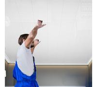 Paneles de azulejos techo, pegamento liso for 12 x , paneles decorativos papel tapiz interior blanco for sala estar/dormitorio/cocina/garaje, revestimiento madera bricolaje (paquete 75)(55 pack)