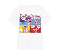 Paneles de cómic de The Pink Panther Camiseta, Mujer Tallas Grandes, Blanco, 2XL Grande
