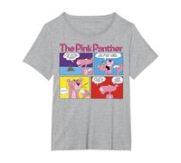 Paneles de cómic de The Pink Panther Camiseta, Mujer Tallas Grandes, Gris Jaspeado, 2XL Grande