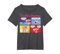 Paneles de cómic de The Pink Panther Camiseta, Mujer Tallas Grandes, Jaspeado Oscuro, 3XL Grande