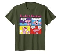 Paneles de cómic de The Pink Panther Camiseta, Niños, Verde Oliva, 3 años