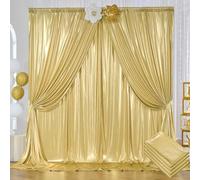 Paneles de Cortina de Fondo con Purpurina Dorada de 20 x 10 pies, Cortinas Gruesas de Lentejuelas Brillantes para telón de Fondo, 4 Paneles de 5 x 10 pies, paños de Fondo de Fotos para Fiestas,
