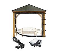 Paneles de cortina impermeables para exteriores para pérgola, paneles laterales transparentes con ojales, personalizables, extraíbles para patios, jardines, porches (1,2 x 4 m)