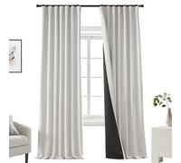 Paneles de Cortinas Opacas de Lino para Sala de Estar, pestaña Trasera, cinturón de Gancho, 90 Pulgadas de Largo, Marfil