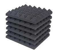 Paneles de espuma acústica 12/24 piezas de baldosas pared absorbentes sonido alta densidad 30 x 5 cm for almohadillas esponja reductoras ruido(Black,12Pcs with Tapes)