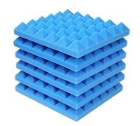 Paneles de espuma acústica 12/24 piezas de baldosas pared absorbentes sonido alta densidad 30 x 5 cm for almohadillas esponja reductoras ruido(Blue,24Pcs with Tapes)