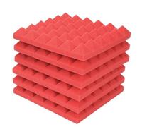 Paneles de espuma acústica 12/24 piezas de baldosas pared absorbentes sonido alta densidad 30 x 5 cm for almohadillas esponja reductoras ruido(Red,12Pcs with Tapes)
