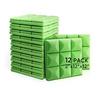 Paneles de espuma acústica, 2 x 12 x 12 pulgadas para estudio de hongos, azulejos de cuña, paneles de sonido, aislamiento acústico, absorción de sonido (12 unidades, setas), color verde