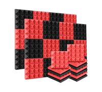 Paneles de espuma acústica 24 paneles de tratamiento absorción sonido con aislamiento acústico en forma pirámide espuma acústica 25 x 5 cm for KTV(12Black 12Red)