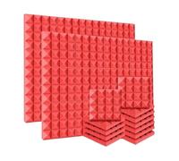 Paneles de espuma acústica 24 paneles de tratamiento absorción sonido con aislamiento acústico en forma pirámide espuma acústica 25 x 5 cm for KTV(24Red)