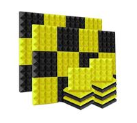 Paneles de espuma acústica 24 paneles de tratamiento absorción sonido con aislamiento acústico en forma pirámide espuma acústica 25 x 5 cm for KTV(12Black 12Yellow)