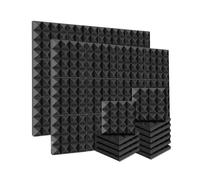 Paneles de espuma acústica 24 paneles de tratamiento absorción sonido con aislamiento acústico en forma pirámide espuma acústica 25 x 5 cm for KTV(24Black)