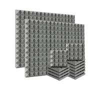 Paneles de espuma acústica 24 paneles de tratamiento absorción sonido con aislamiento acústico en forma pirámide espuma acústica 25 x 5 cm for KTV(24Grey)