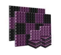 Paneles de espuma acústica 24 paneles de tratamiento absorción sonido con aislamiento acústico en forma pirámide espuma acústica 25 x 5 cm for KTV(12Black 12Purple)