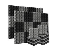 Paneles de espuma acústica 24 paneles de tratamiento absorción sonido con aislamiento acústico en forma pirámide espuma acústica 25 x 5 cm for KTV(12Black 12Grey)