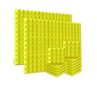 Paneles de espuma acústica 24 paneles de tratamiento absorción sonido con aislamiento acústico en forma pirámide espuma acústica 25 x 5 cm for KTV(24Yellow)