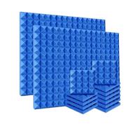 Paneles de espuma acústica 24 paneles de tratamiento absorción sonido con aislamiento acústico en forma pirámide espuma acústica 25 x 5 cm for KTV(24Blue)