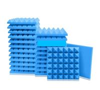 Paneles de espuma acústica 6/12/24 paneles de espuma insonorizados for estudio y karaoke, tratamiento pared con reducción ruido almohadillas esponja(Blue,24 Pcs With Tapes)