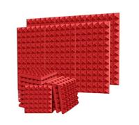 Paneles de espuma acústica Paneles de espuma acústica con diseño piramidal 12 unidades, color gris, 30 x 5 cm, aislamiento acústico y absorción sonido for paredes techos(Red)