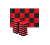 Paneles de espuma acústica Tratamiento de estudio insonorizado 25 x 5 cm for aislamiento acústico y absorción del sonido(12Black12Red)