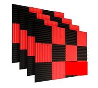 Paneles de espuma insonorizantes 48 paneles espuma fonoabsorbente: cuñas aislantes acústicas 30x30x2,5 cm, perfectas estudios grabación, salas cine casa o música。 para oficinas(24Black 24Red)
