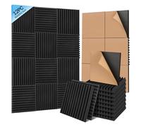 Paneles de insonorización de 30 x 30 x 2,5 cm, autoadhesivos, de alta densidad y resistentes al fuego, paneles de espuma acústica para estudio, grabación, hogar, oficinas