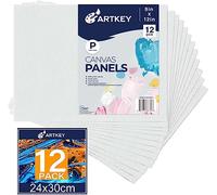 Paneles de lona de 24 x 30 cm, paquete de 12 unidades, 300 g/m², triple imprimación, sin ácidos, 100% algodón, lienzo para pintar, tablero plano en blanco para pintura acrílica, óleo, acuarela,