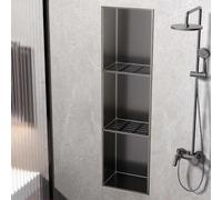 Paneles de nicho de ducha de acero inoxidable 304, gabinete de medicina de metal empotrado multicapa con agujero de drenaje, estantes de baño para cocina y baño