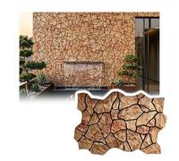 Paneles De Pared 3D Efecto Piedra, Revestimiento PU Textura Roca Para Interior Y Exterior, Friso Decorativo Ligero Y Realista PFCDZDU(F,50.7x25.9in-16pcs)