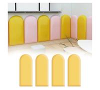 Paneles de pared acolchados de poliuretano 3D para niños, cabecero autoadhesivo anticolisión para dormitorio y sala de juegos, amarillo, 30 x 50 cm, juego de 4, acolchado de pared suave para mayor