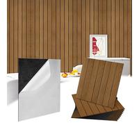 Paneles de pared autoadhesivos en aspecto de listones de madera, 30 x 30 cm, 12 unidades para azulejos, azulejos adhesivos para cocina, paneles de pared de PVC, azulejos de pared autoadhesivos para