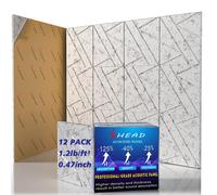 Paneles de pared autoadhesivos insonorizados (paquete de 12), 30 x 30 x 1,2 cm, espuma insonorizada para paredes, 0,47 pulgadas de grosor, 1,2 lb