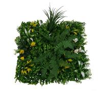 Paneles de pared de flores resistentes a los rayos UV, 50 cm x 50 cm, telón de fondo de césped sintético para reducción de ruido y espacio personalizado (D)