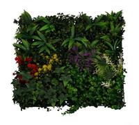 Paneles de pared de flores resistentes a los rayos UV, telón de fondo de césped sintético de 50 cm x 50 cm para reducción de ruido y espacio personalizado (A)