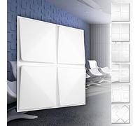 Paneles de pared de PVC 3D - Revestimiento de pared 3D blanco - motivos cúbicos (5QM paquete económico HD032 50x50cm) Paneles de revestimiento de salón