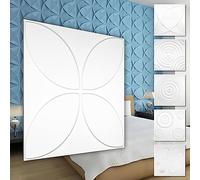 Paneles de pared de PVC 3D - Revestimiento de pared 3D blanco - motivos de garabatos (paquete económico 5QM HD091 50x50cm) revestimiento de pared