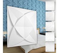 Paneles de pared de PVC 3D - Revestimiento de pared 3D blanco - motivos de garabatos (paquete económico 5QM HD112 50x50cm) Paneles antihumedad Pared lisa