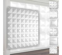 Paneles de pared de PVC 3D - Revestimiento de pared 3D blanco - motivos piramidales (paquete económico 2QM HD005 50x50cm) revestimiento de pared de panel de techo