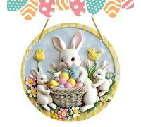 Paneles De Puerta De Conejo - Panel De Puerta De Pascua, Ornamento Para Colgar De Acrílico Para Familia De Conejos | 7,8 Pulgadas, Decoración De Arte De Pared De Primavera Para Puertas De