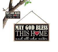 Paneles de puerta de madera, paneles decorativos para colgar,Panel de percha de madera portátil | Paneles colgantes con inscripción "Que Dios bendiga esta casa y los que entran"