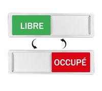 Paneles de puerta LIBRE/OCUPADO con 2 adhesivos, 17,7 x 5,2 cm de letrero deslizante magnético verde/rojo signo decorativo plateado fácil de instalar para oficinas, aseos, salas de reuniones