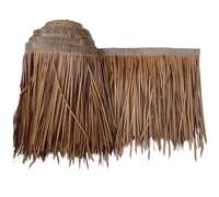 Paneles de techo de paja artificial ignífuga, rollo de paja de palma para barras Tiki, cabañas, vallas de jardín, decoraciones de fiesta (tamaño: 0,5 x 7 m, color: marrón oscuro)